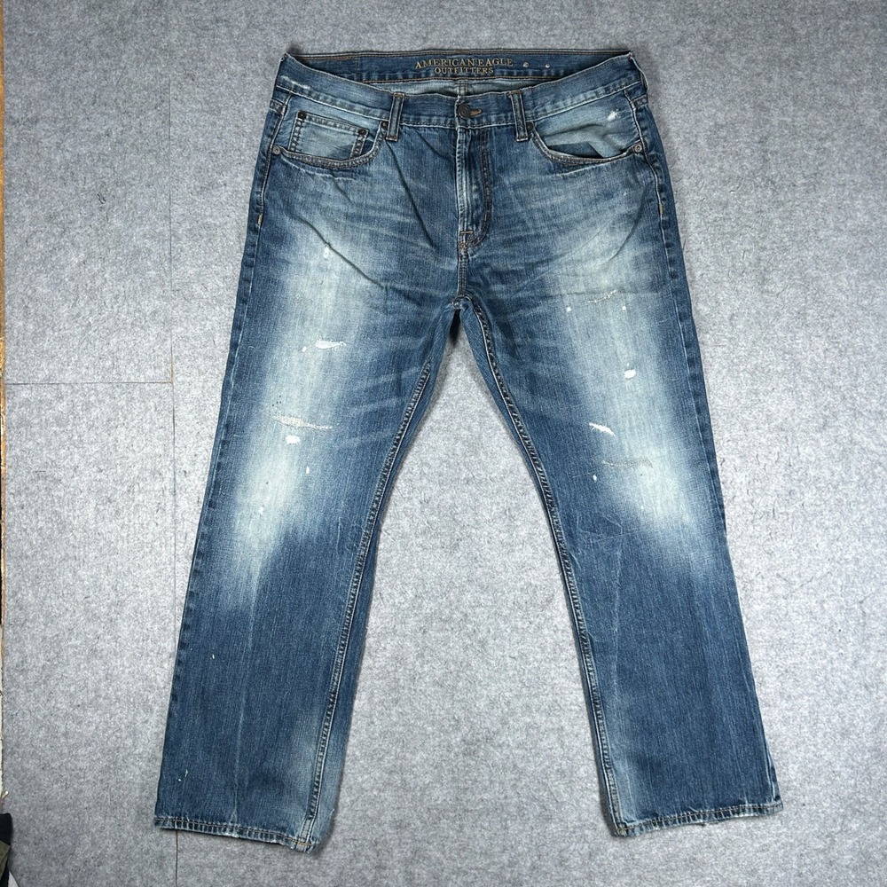 American Eagle denim jeans Mens 36x30 Blue Original Straight distressed workwear